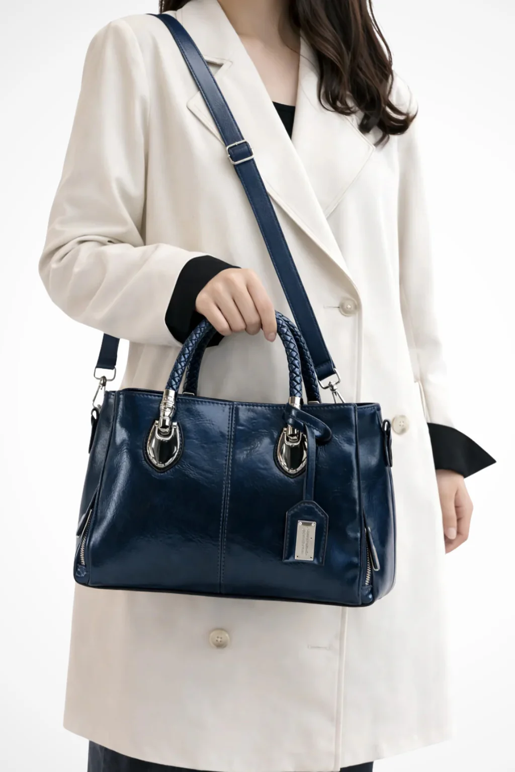 Valencia | Women Braided Handle Structured Handbag - Image 3