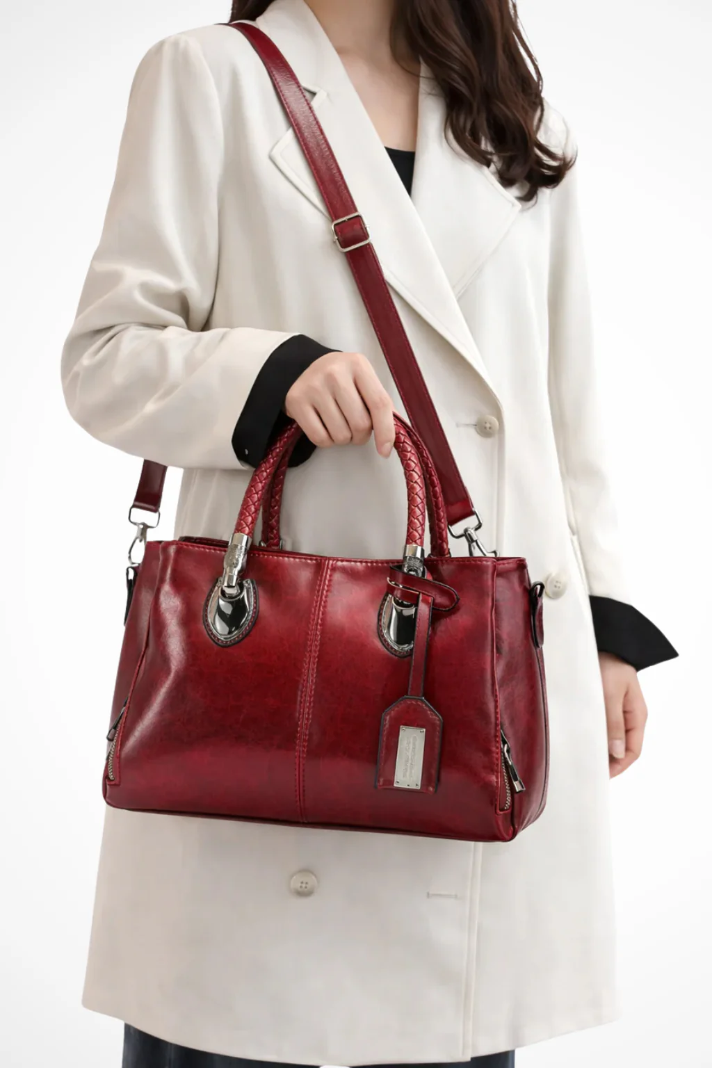 Valencia | Women Braided Handle Structured Handbag - Image 5