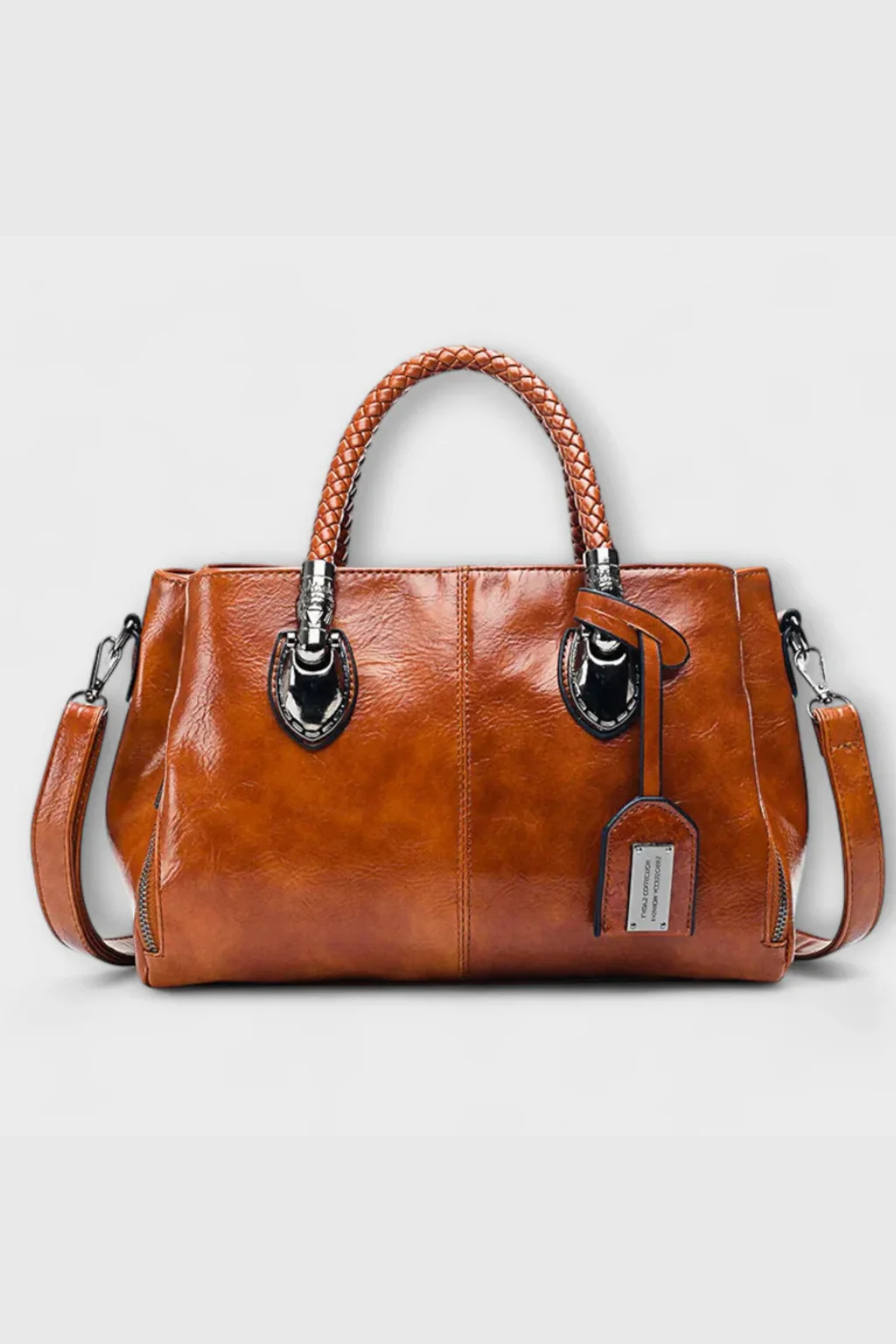 Valencia | Women Braided Handle Structured Handbag - Image 8