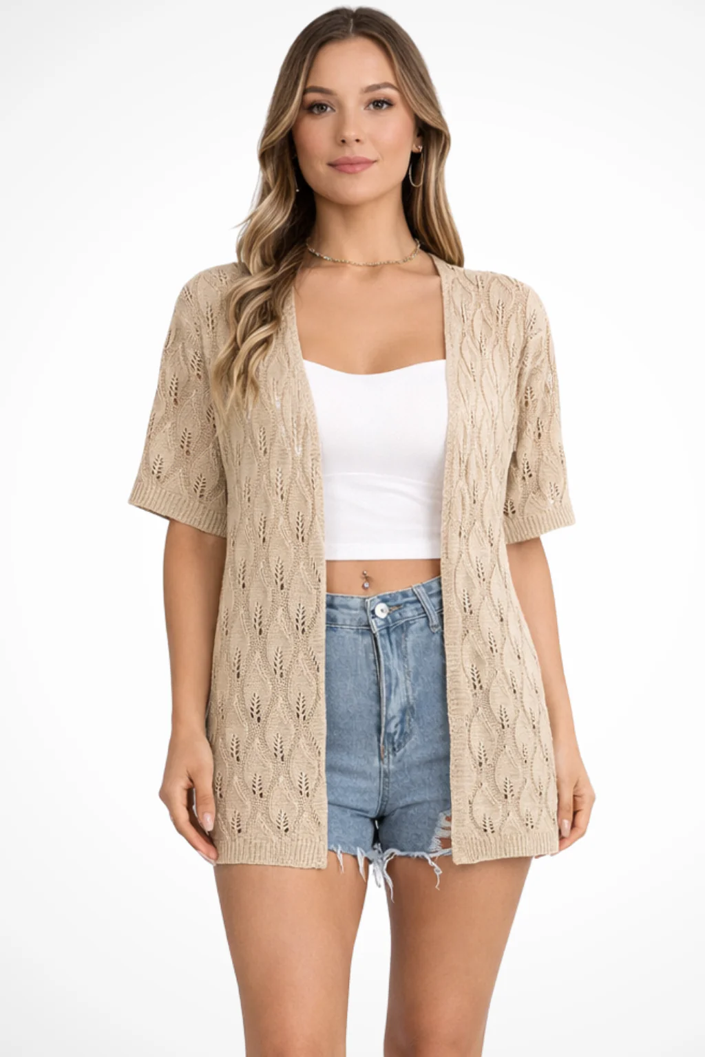 Winona | Women Short Sleeve Crochet Cardigan - Image 5