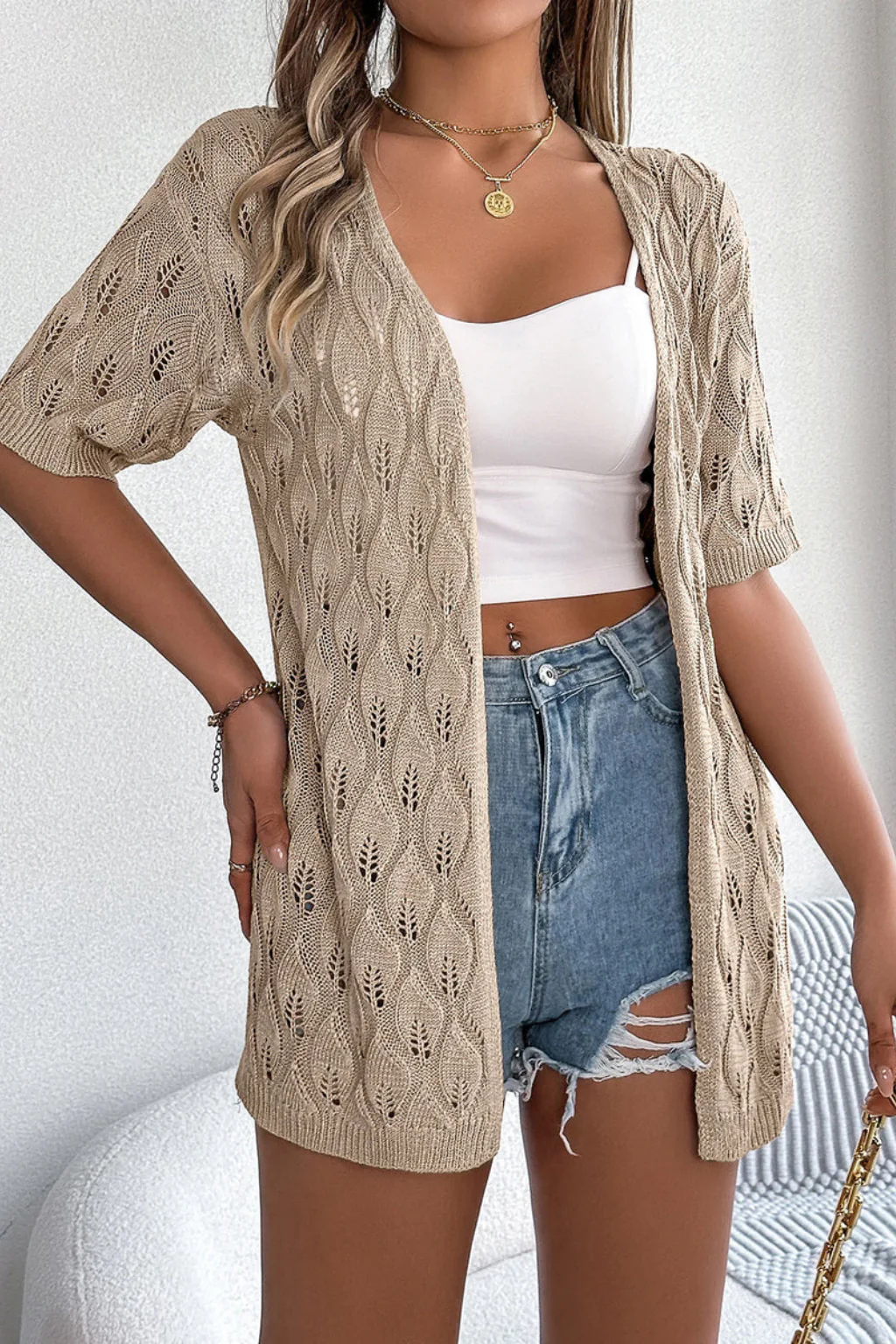 Winona | Women Short Sleeve Crochet Cardigan - Image 6