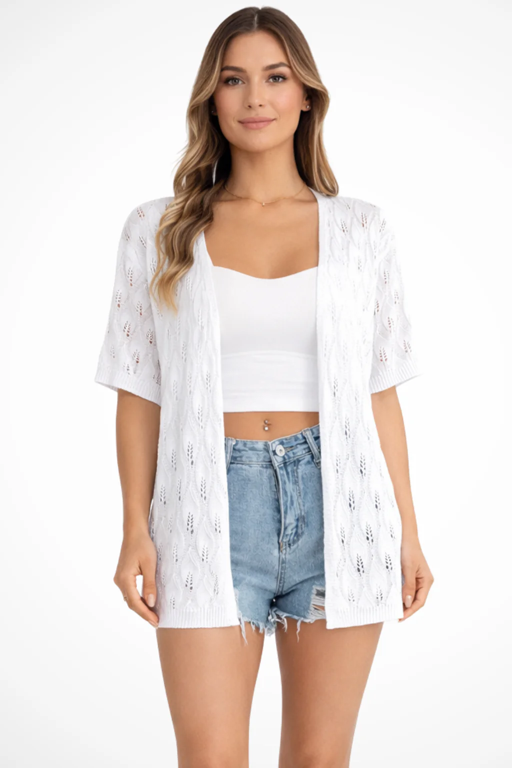 Winona | Women Short Sleeve Crochet Cardigan - Image 8