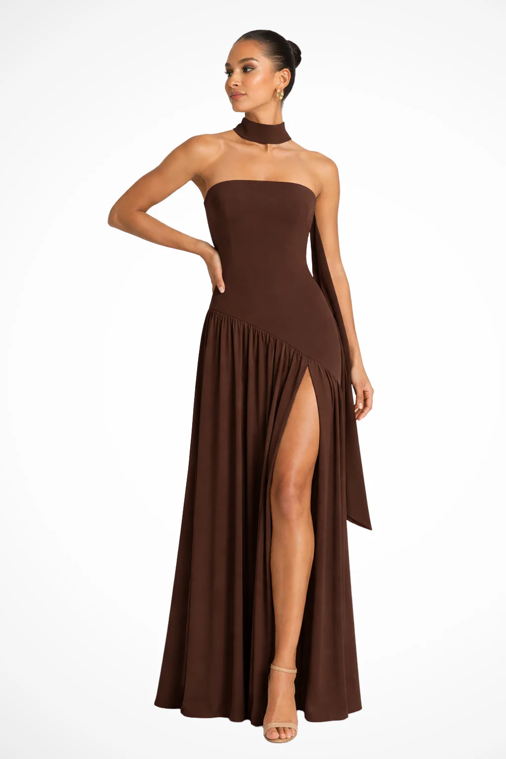 Yara | Women’s Strapless Maxi Dress with Side Slit - Image 3
