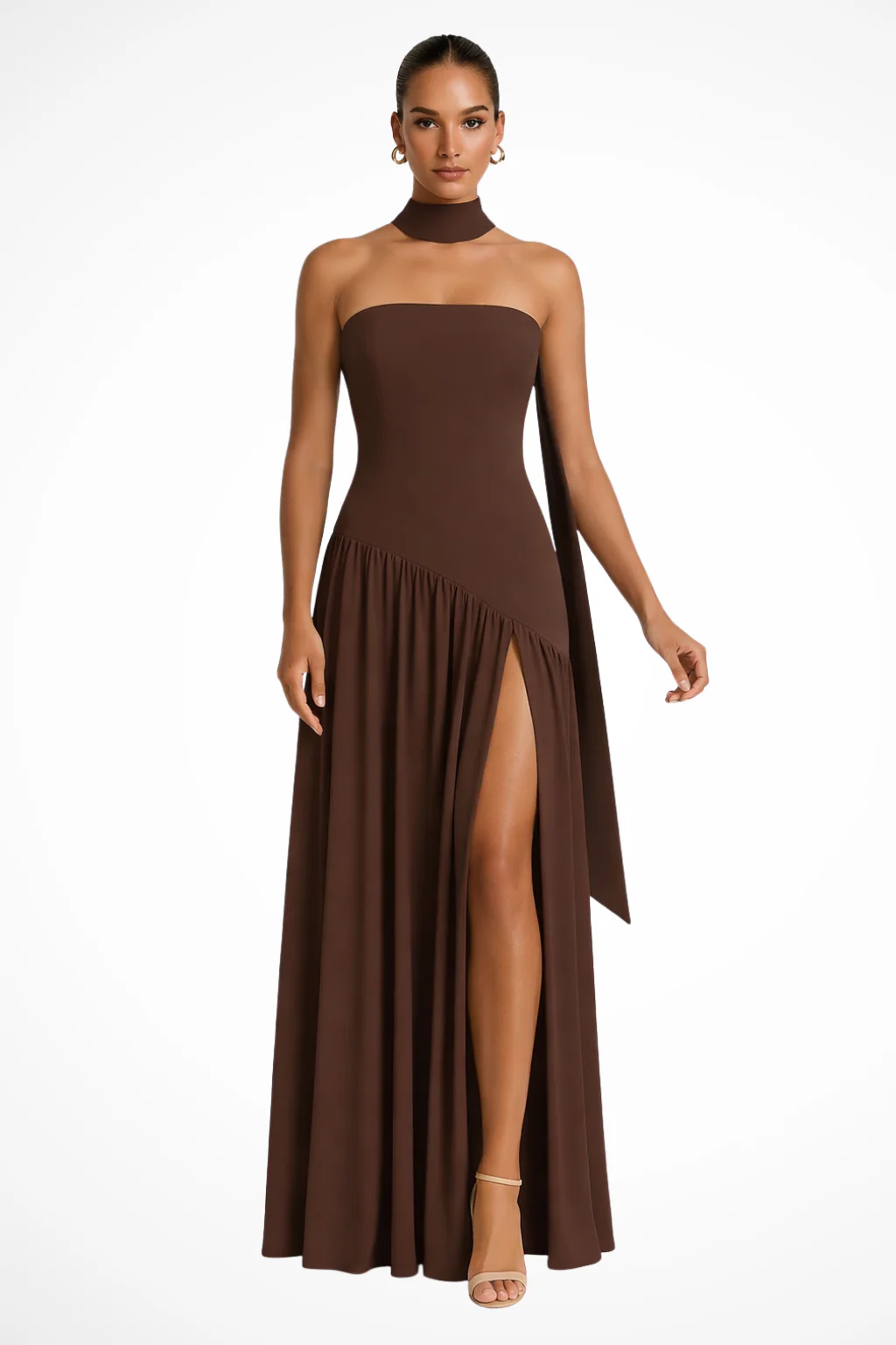 Yara | Women’s Strapless Maxi Dress with Side Slit - Image 4