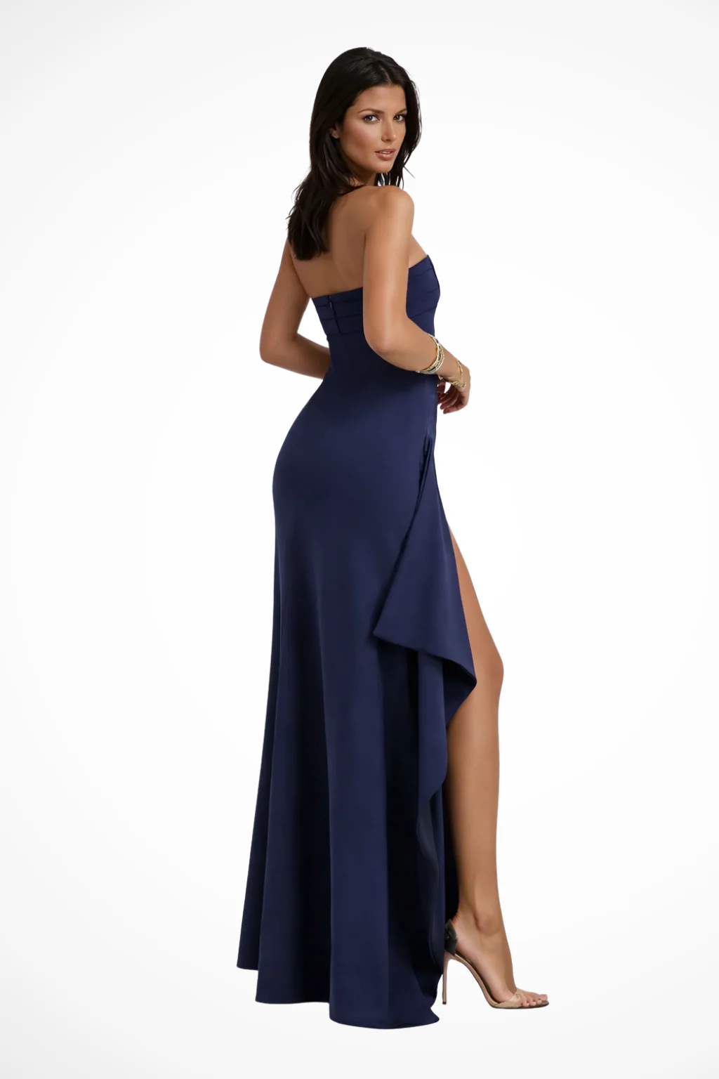 Zafira | Women’s Wedding Guest Strapless Maxi Dress with Side Slit - Image 4